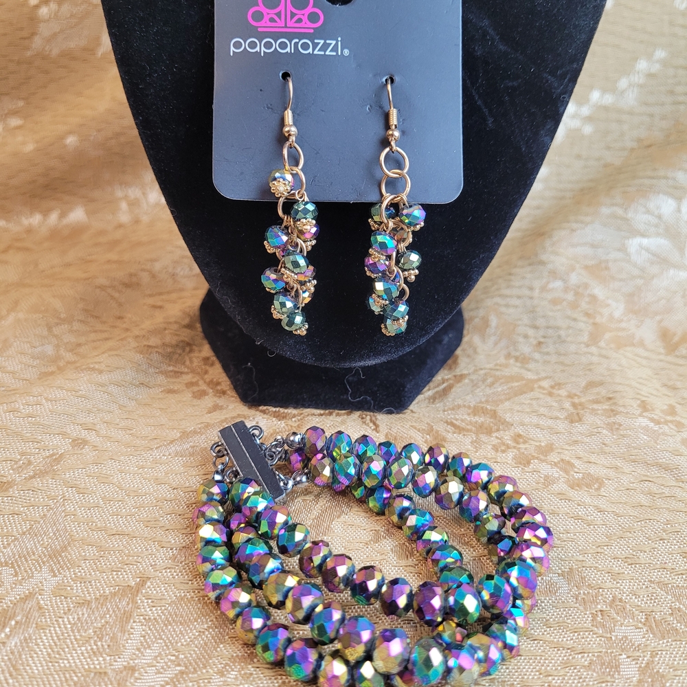 Paparazzi Oil Spill Beaded Earrings and Bracelet Set